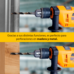 TALADRO PERCUTOR 1/2" 550 WATTS CON KIT DE ACCESORIOS