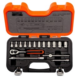 JUEGO DE COPAS CROMADAS CORTAS  HEXAGONAL CTE 1/4 DE 4 A 13 MM CON 16 PZA.