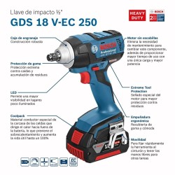 LLAVE DE IMPACTO RECARGABLE 18VOL REF. GDS V-EC 250