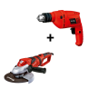 PULIDORA 9"  2.000 W 6.500 rpm + TALADRO CAP 1/2" TH-ID 550/1