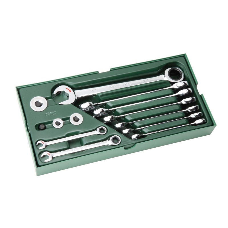 LLAVE COMBINADA JGO TIPO RATCHET DE 5/16 A 7/8 + ADAPTADORES