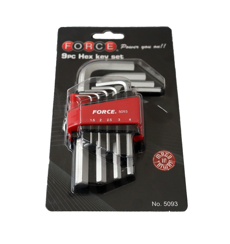 FORCE 5093 JUEGO 9 LLAVES ALLEN CON ABRAZADERA, 1.5 A 10 MM