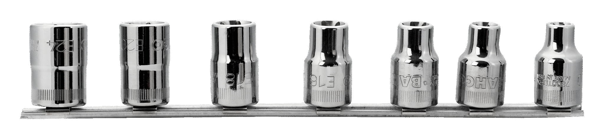 JGO DE SOLO COPAS TORX HEMBRA DE 1/2 E10-E24 EN RIEL 7 PZS