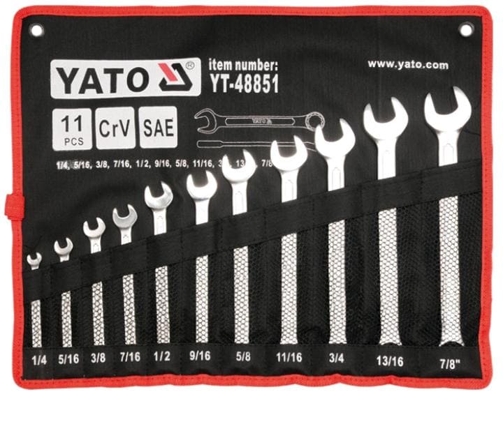 JGO DE LLAVES COMBINADAS 11 PZS (1/4" a 7/8") YATO