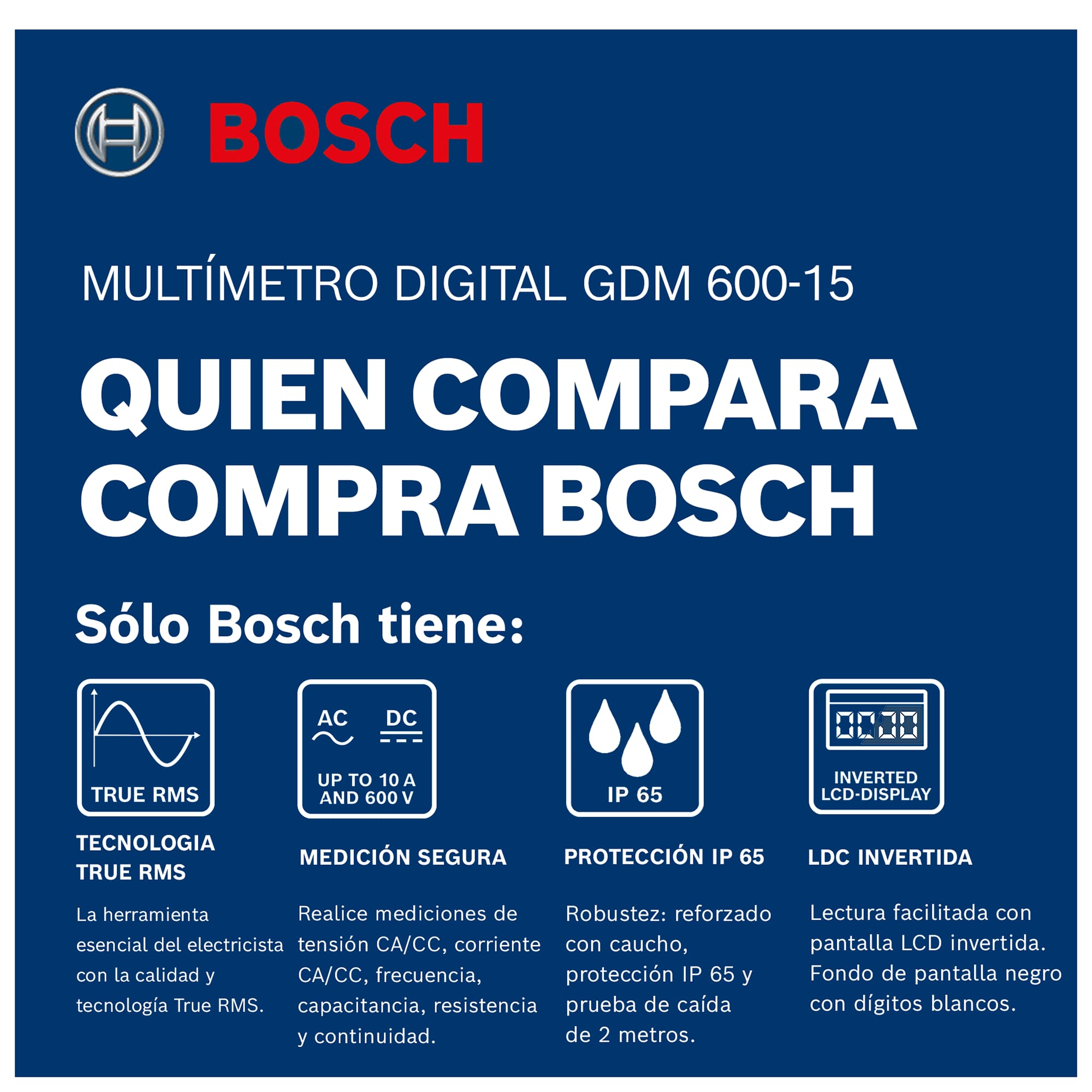 Multímetro digital Bosch GDM 600-15 Ferreteria Rhino