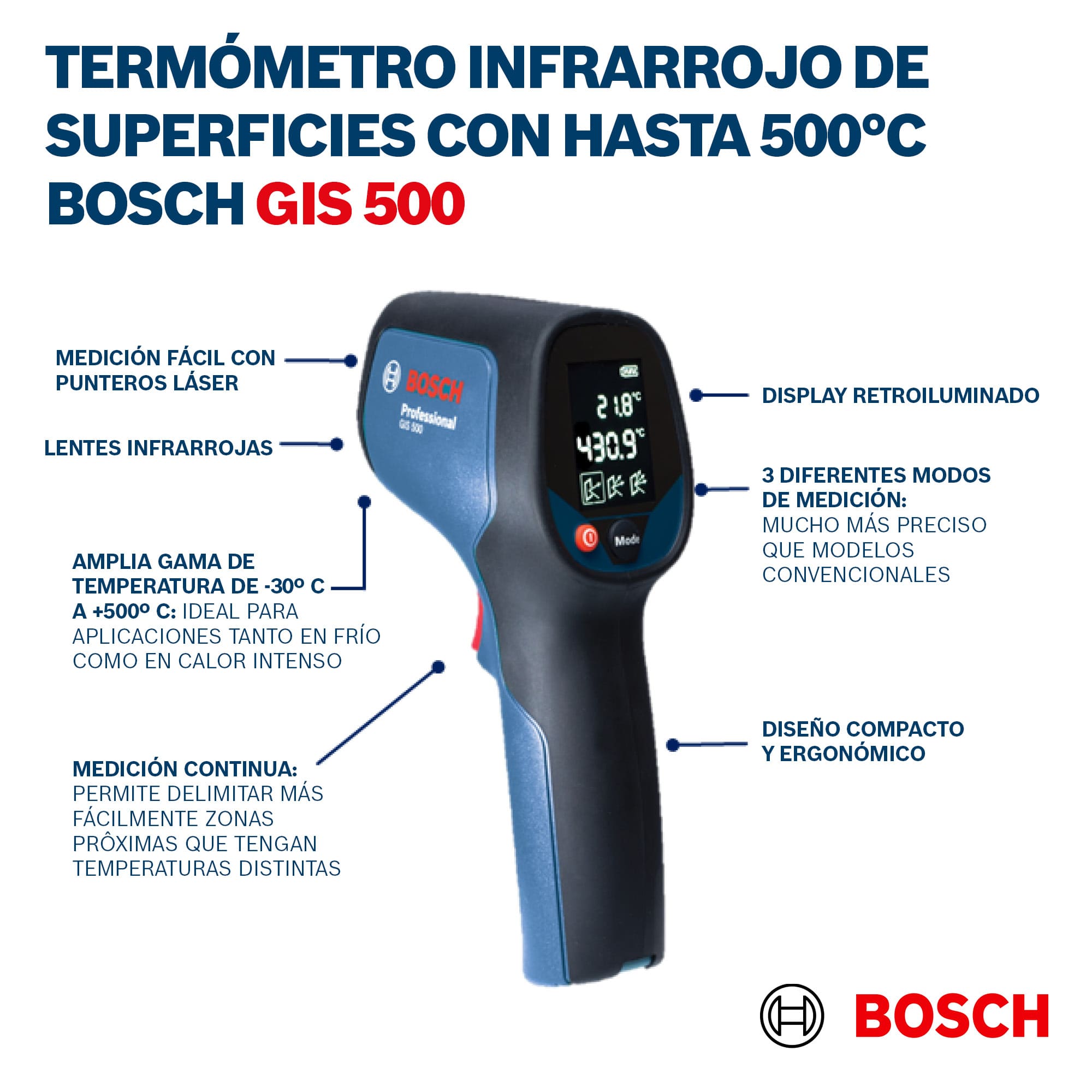 Medidor de temperatura Bosch GIS 500 Ferreteria Rhino
