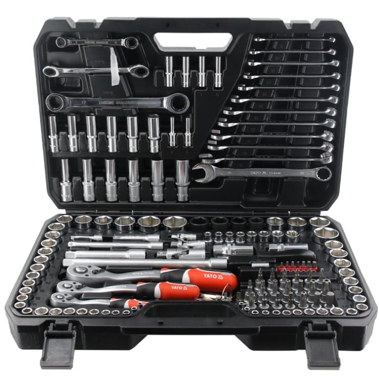 Juego de Copas Mixto 150 Piezas 1/4 3/8 1/2 YATO