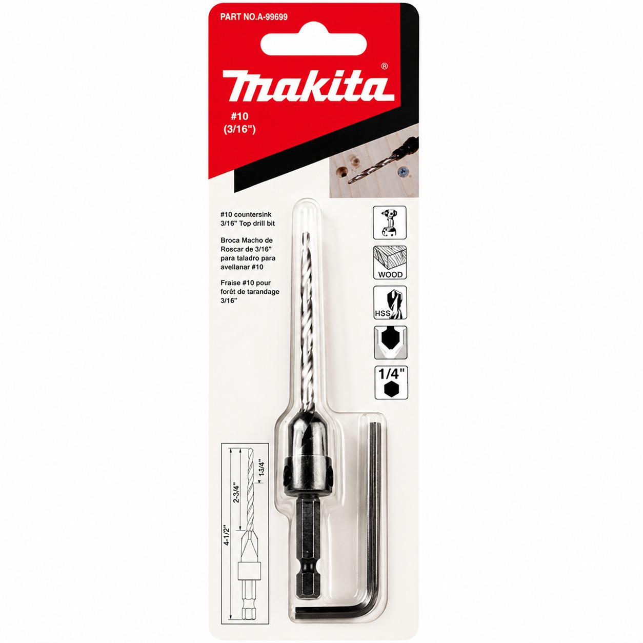 AVELLADOR P/MADERA X 3/16 #10  MAKITA