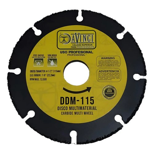DISCO MULTI-MATERIAL CON FILO DE CARBURO DE TUGSTENO 4 1/2 NEGRO