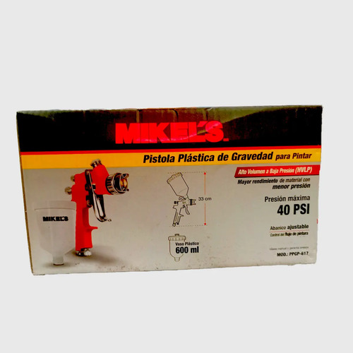 AEROGRAFO PPGP-614 HVLP 600ML BOQUILLA 1.4 PRESION 40PSI ROJO - Imagen 6