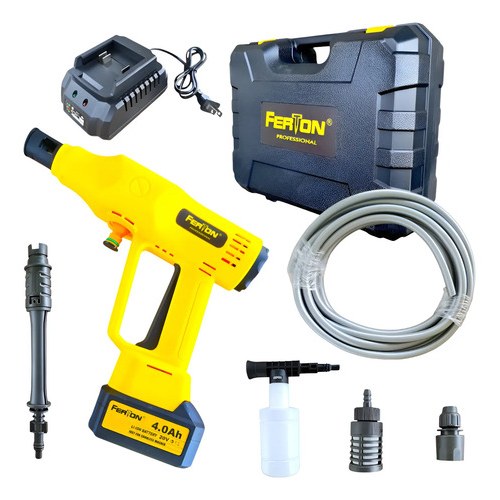 HIDROLAVADORA INALÁMBRICA ALTA PRESIÓN 20V FERTON PORTATIL AMARILLO 20V 60 HZ