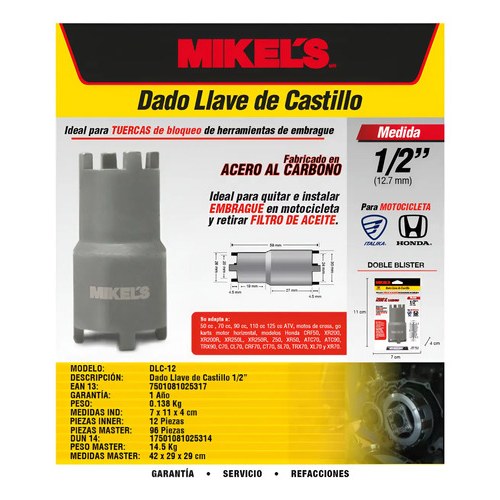 COPA TORRE MIKEL'S 1/2 PARA MOTO FILTRO DE ACEITE Y EMBRAGUE DLC-12 - Imagen 2