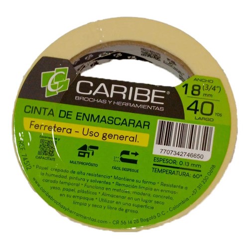 COMBO | DE BROCHAS(1 -2 -3 )+CINTA DE ENMASCARAR 3/4 CARIBE AMARILLO - Imagen 3