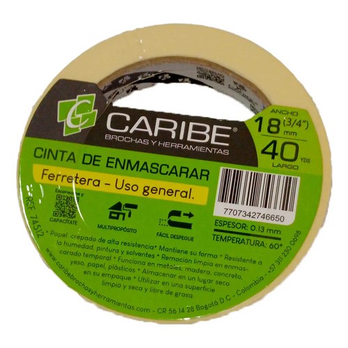 KIT | BROCHA PROFESIONAL 1 + CINTA DE ENMASCARAR DE 3/4 AMARILLO - Imagen 5