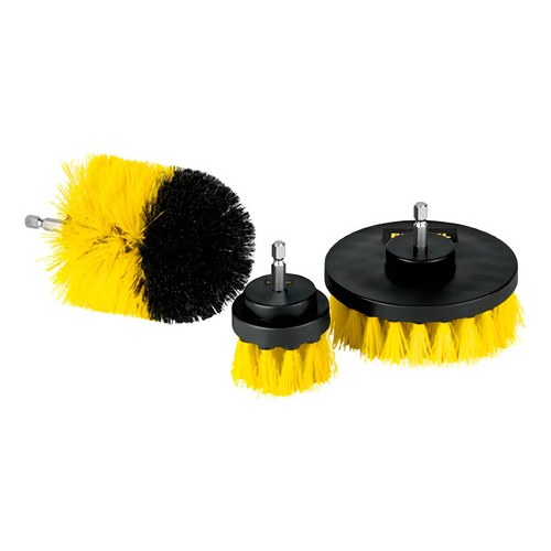 JUEGO DE 3 CEPILLOS MULTIUSOS PARA TALADRO LIMPIEZA UYUSTOOL AMARILLO