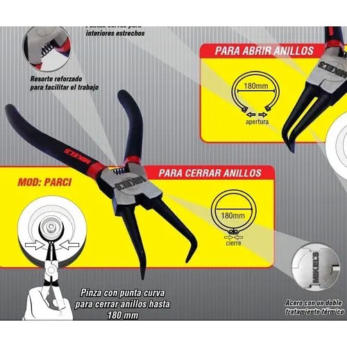 PINZA PARA ANILLOS DE RETENCIÓN CURVA INTERIORES 7 MIKEL'S PARCI - Imagen 3