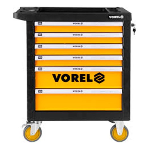 CARRO PARA HERRAMIENTAS METÁLICO VOREL 6 GAVETAS 58539 AMARILLO