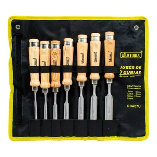 GUBIAS PROFESIONALES PARA MADERA JUEGO X 7PC UYUSTOOLS - Imagen 2