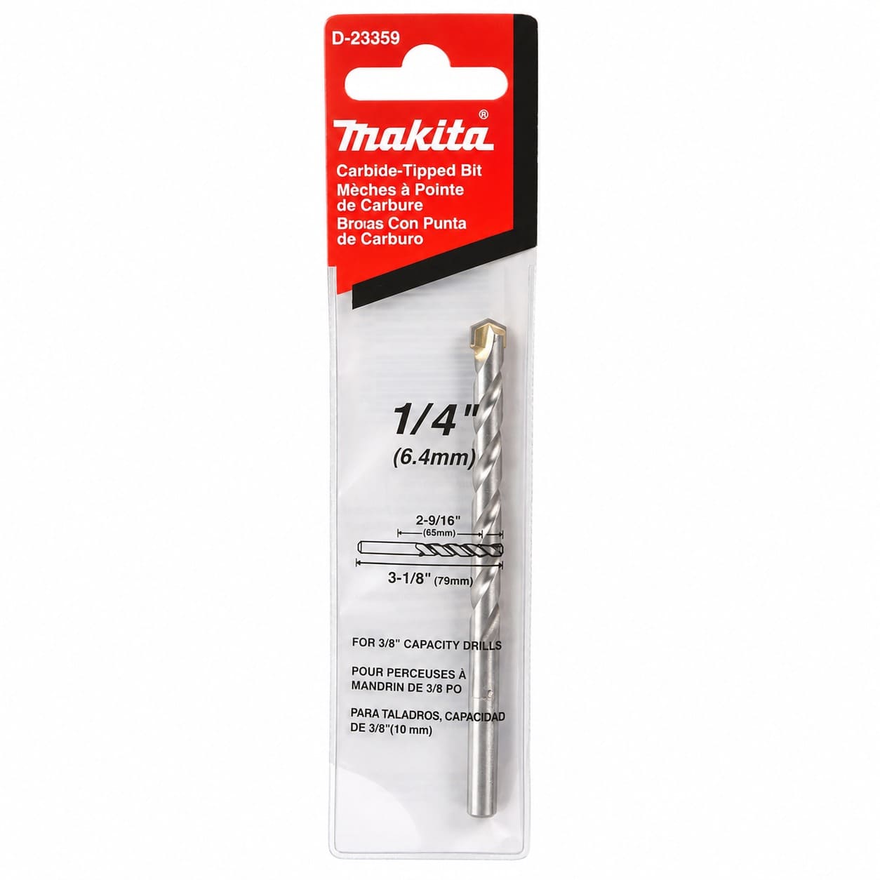 BROCA TUNGSTENO CEMENTO 1/4" X 4" MAKITA