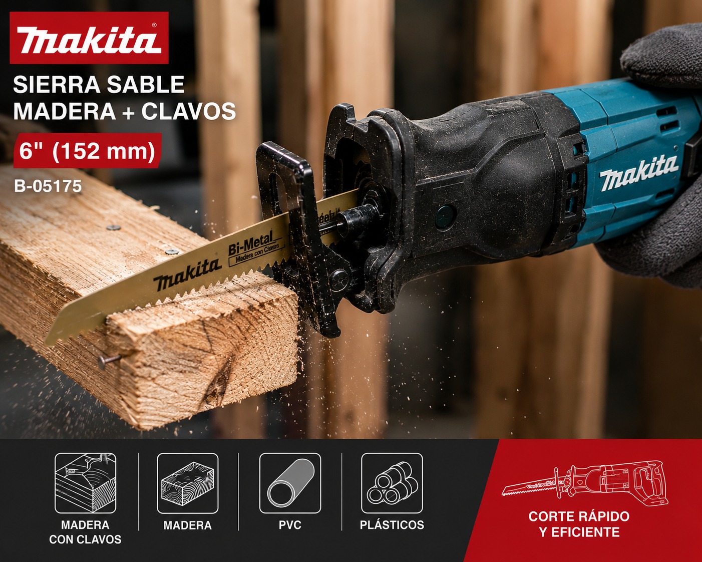 HOJAS SIERRAS PARA SIERRA SABLE SET X 5 UNDS MAKITA - Image 2
