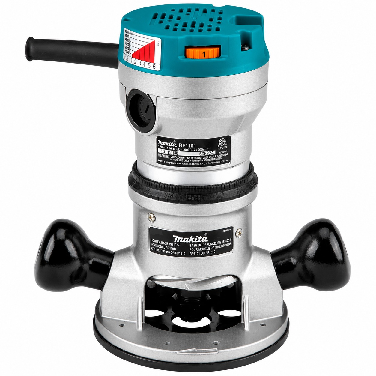 RUTEADORA 2 1/4 HP COLLER 1/4  Y 1/2  V. VAR REF: RF1101 MAKITA