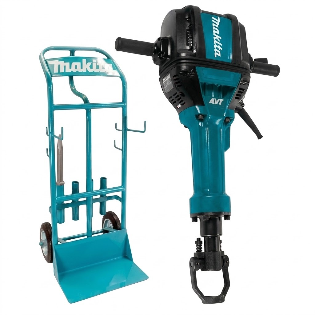 TALADRO DEMOLEDOR ACOPLE HEXAGONAL 30KGR 2000W + CARRO + PUNTA HM1812C MAKITA