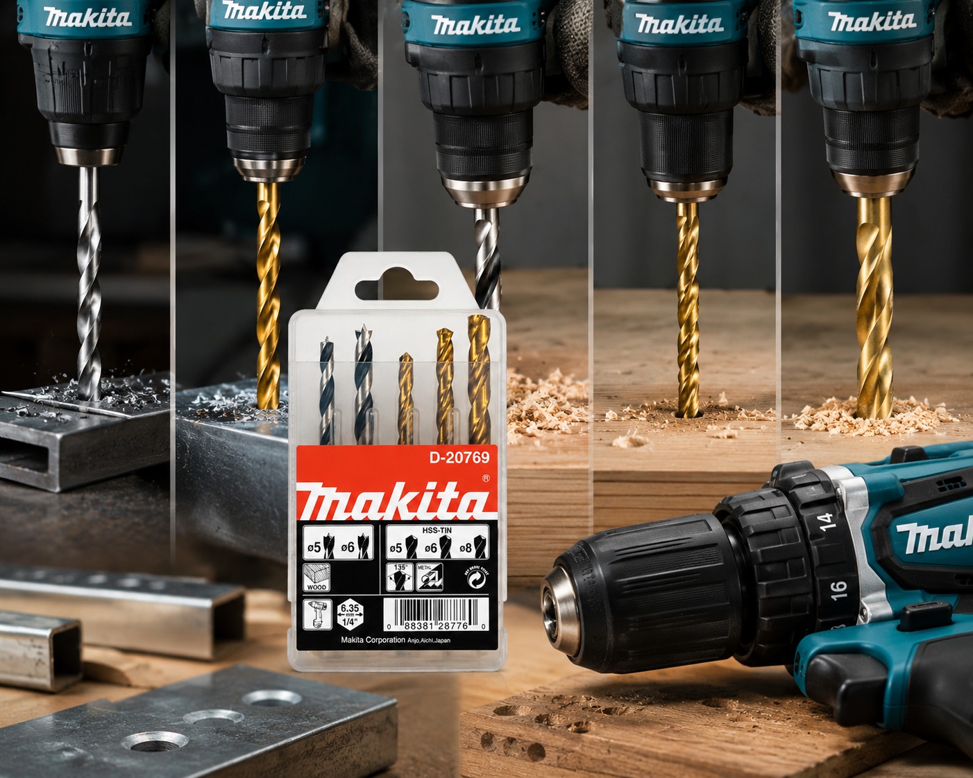 BROCA JGO HEX 1/4" X 5 PZS PARA METAL/MADERA MAKITA - Image 2