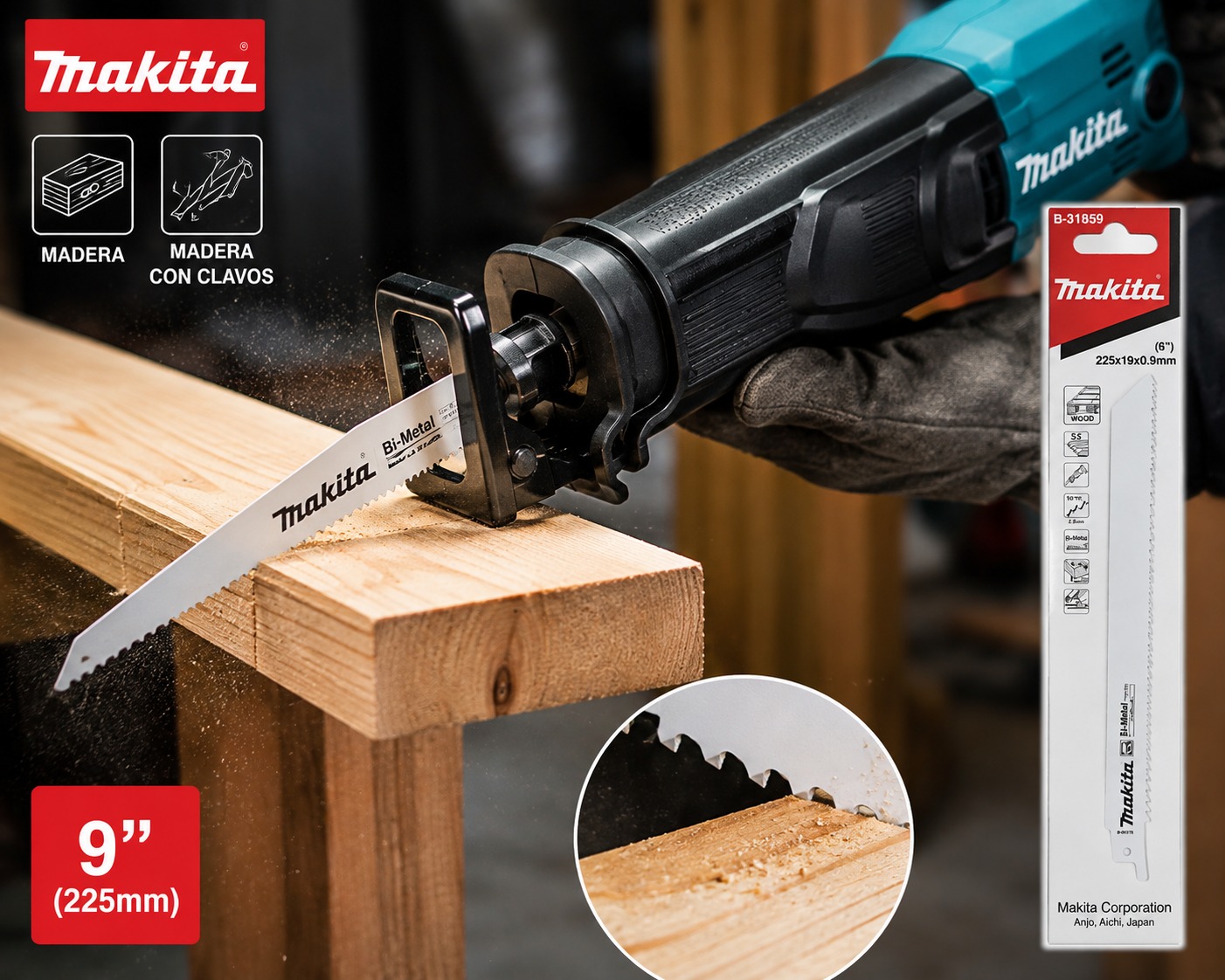 HOJA PARA SIERRA P. SIERRA SABLE 9" SET X 5 UNDS MAKITA - Image 2