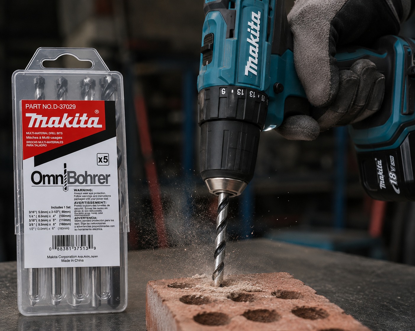 BROCA UNIPLUS MULTIPROPOSITO JGO 5PZS 3/16 A 1/2 MAKITA - Image 2
