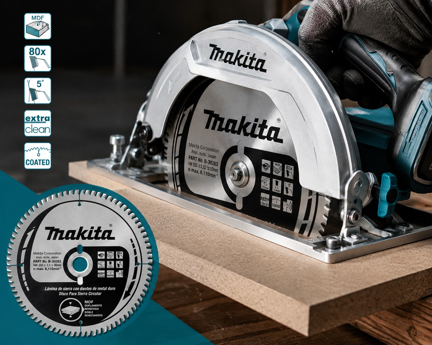 DISCO SIERRA MDF B-39263 MAKITA 10 X 80 DIENTES - Image 2