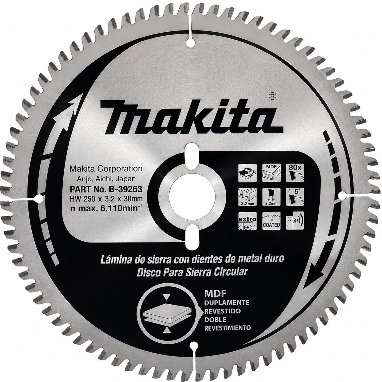 DISCO SIERRA MDF B-39263 MAKITA 10 X 80 DIENTES