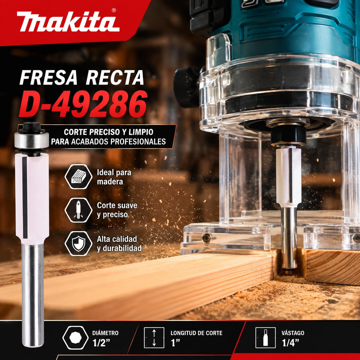 FRESA PARA REBORDEAR 2.3/16" ESP 1/4" MAKITA - Image 2
