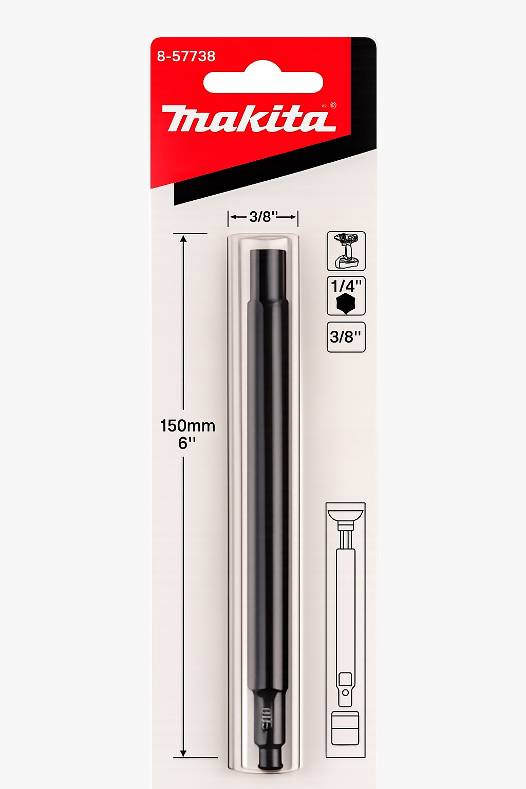 ADAPTADOR Y EXTENSOR CTE 3/8" A 1/4" MAKITA