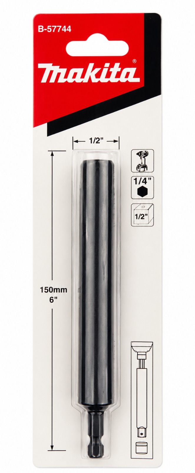 ADAPTADOR Y EXTENSOR DE 1/2" A 1/4" MAKITA