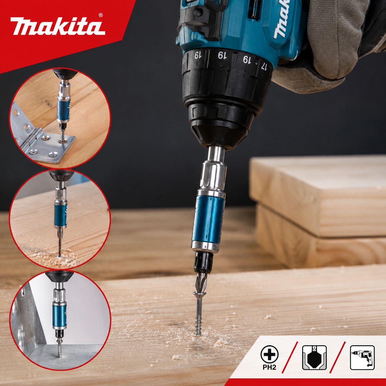 AVELLANADOR Y ATORNILLADOR #6 (M3) 3/32" (2.4MM) MAKITA - Image 2