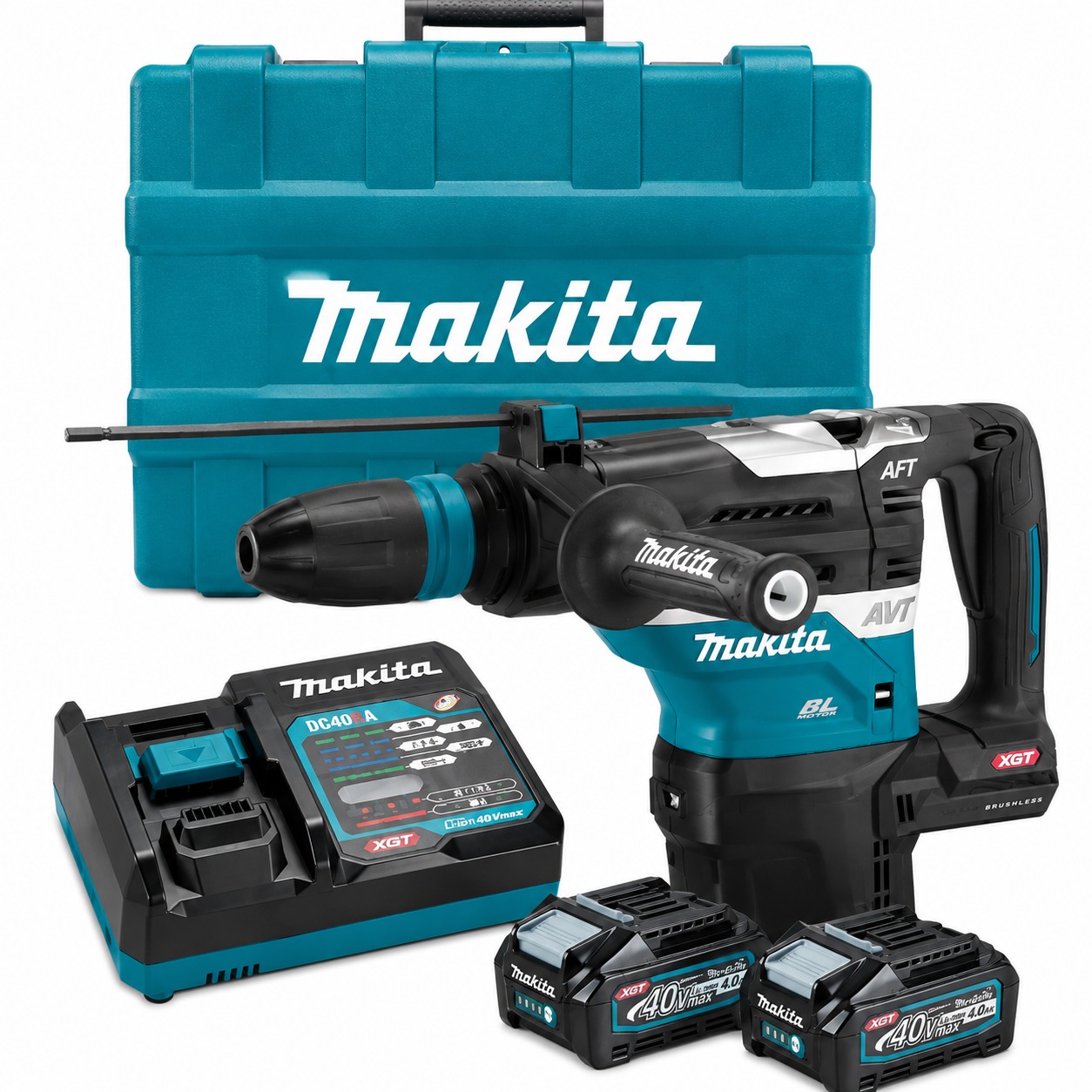 TALADRO ROTOMARTILLO RECARGABLE 40VOL +2BAT 5AMP + CARGADOR HR005GT201 MAKITA