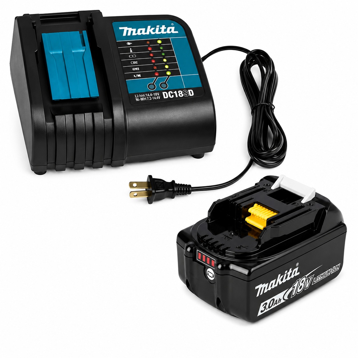 KIT DE BATERIA MAKITA 18V 3.0 AMP BL1830B Y CARGADOR 18V DC18SD LXT REF 199992-9