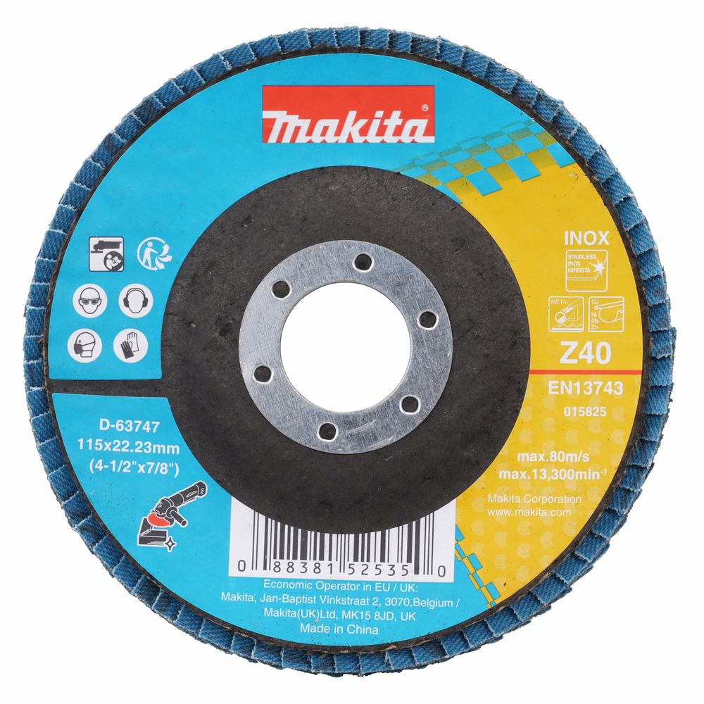 DISCO FLAP 4-1/2" ZIRCONIO GRANO 40 MAKITA