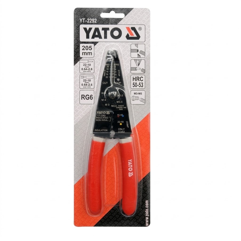 ALICATE PELACABLE Y PONCHADOR MULTIOPERACIÓN DE 205 MM YATO