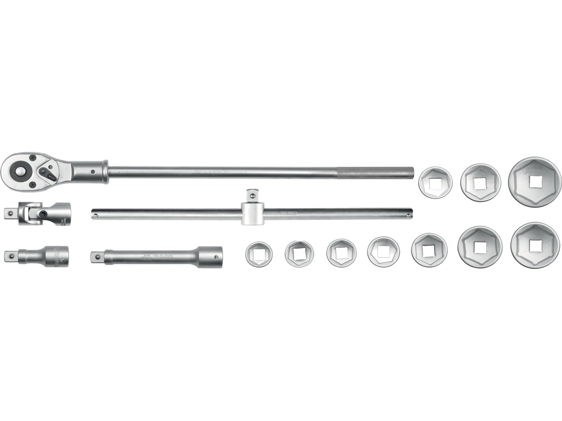 JUEGO DE COPAS 3/4" CON RATCHET 15 PIEZAS 30-60 MM AS-DRIVE YATO