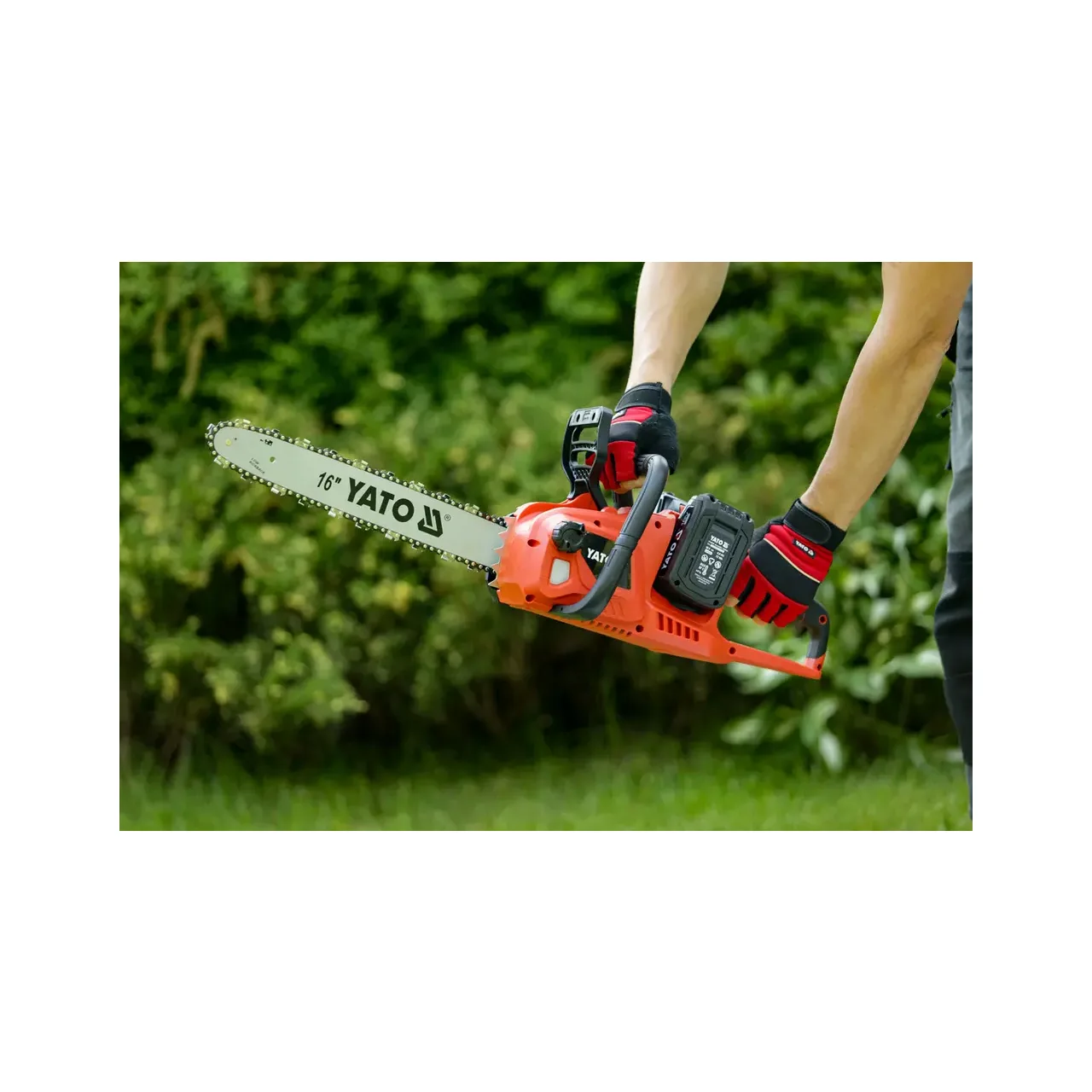 MOTOSIERRA INALÁMBRICA 36V (2X18V) 16" BRUSHLESS CON 2 BATERÍAS 4 AH Y CARGADOR DOBLE YATO - Imagen 2
