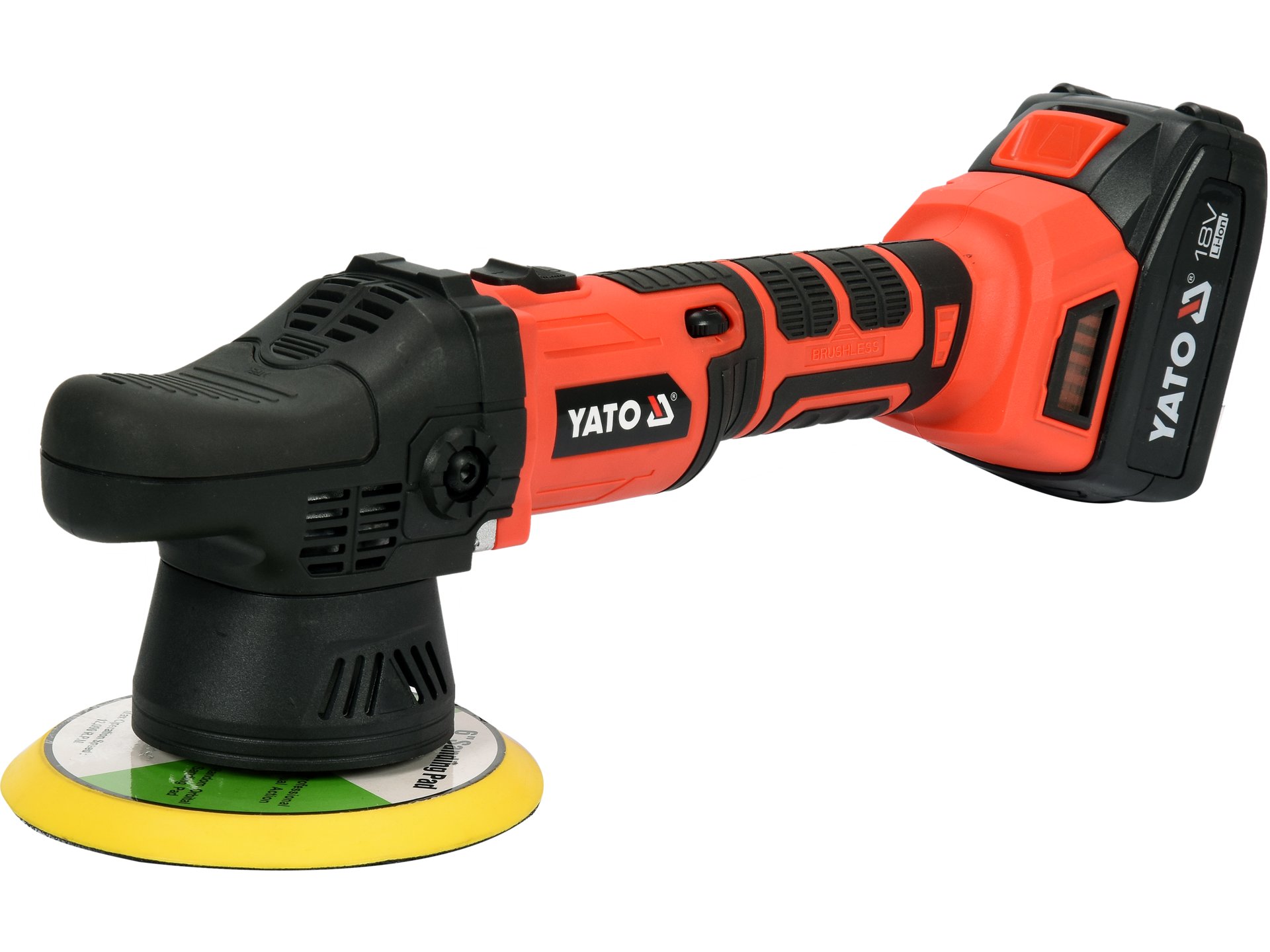 PULIDORA ORBITAL INALÁMBRICA 150 MM 18V 1500-5000 RPM CON BATERÍA 3 AH Y CARGADOR YATO