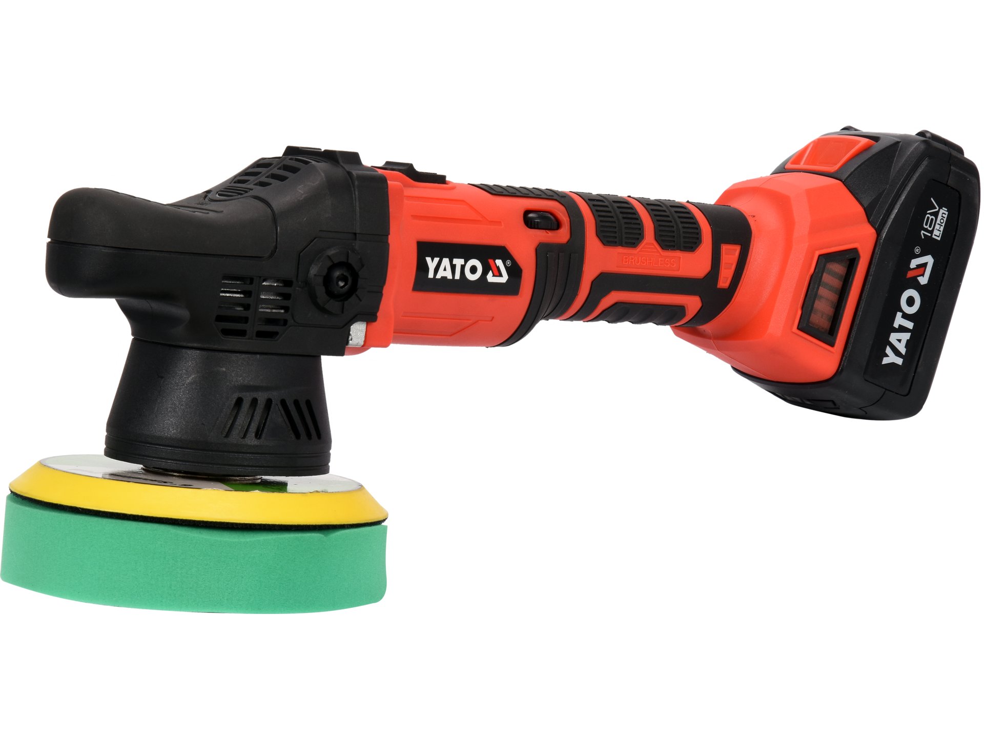 PULIDORA ORBITAL INALÁMBRICA 150 MM 18V 1500-5000 RPM CON BATERÍA 3 AH Y CARGADOR YATO - Imagen 2