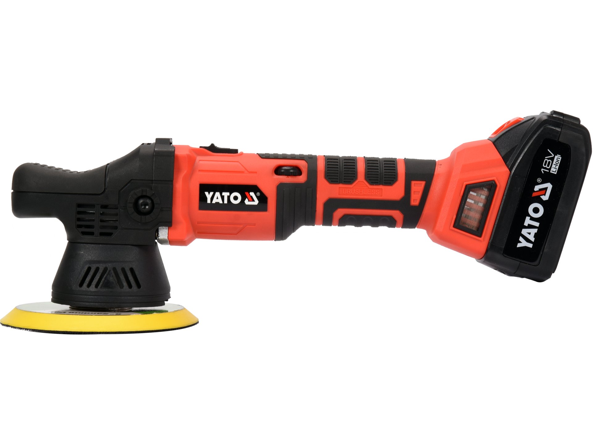 PULIDORA ORBITAL INALÁMBRICA 150 MM 18V 1500-5000 RPM CON BATERÍA 3 AH Y CARGADOR YATO - Imagen 3