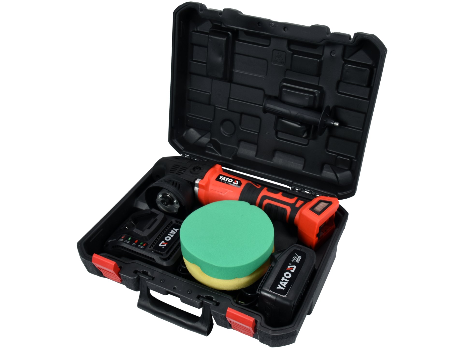 PULIDORA ORBITAL INALÁMBRICA 150 MM 18V 1500-5000 RPM CON BATERÍA 3 AH Y CARGADOR YATO - Imagen 4