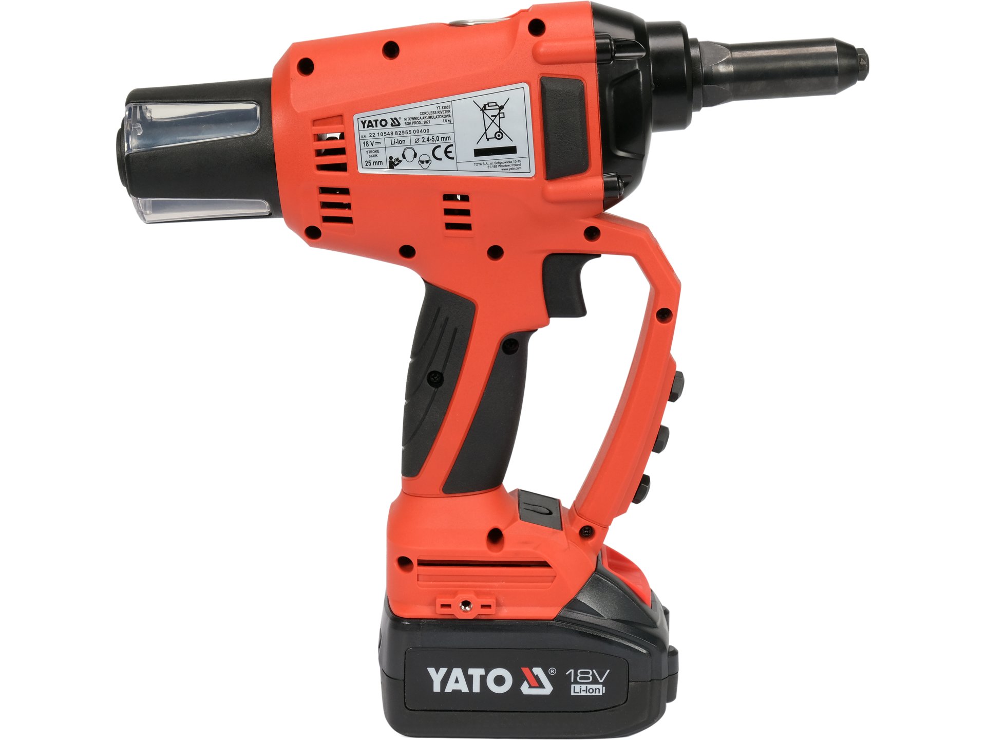 REMACHADORA INALÁMBRICA 18V 2.4-5 MM 20 KN CON BATERÍA 3 AH Y CARGADOR YATO - Imagen 3