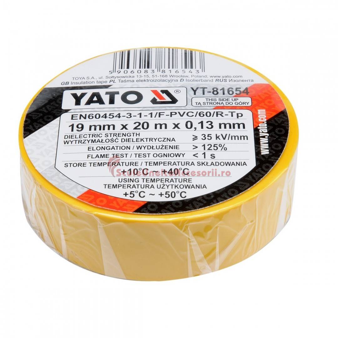 CINTA AISLANTE PVC 19 MM X 20 M AMARILLA YATO