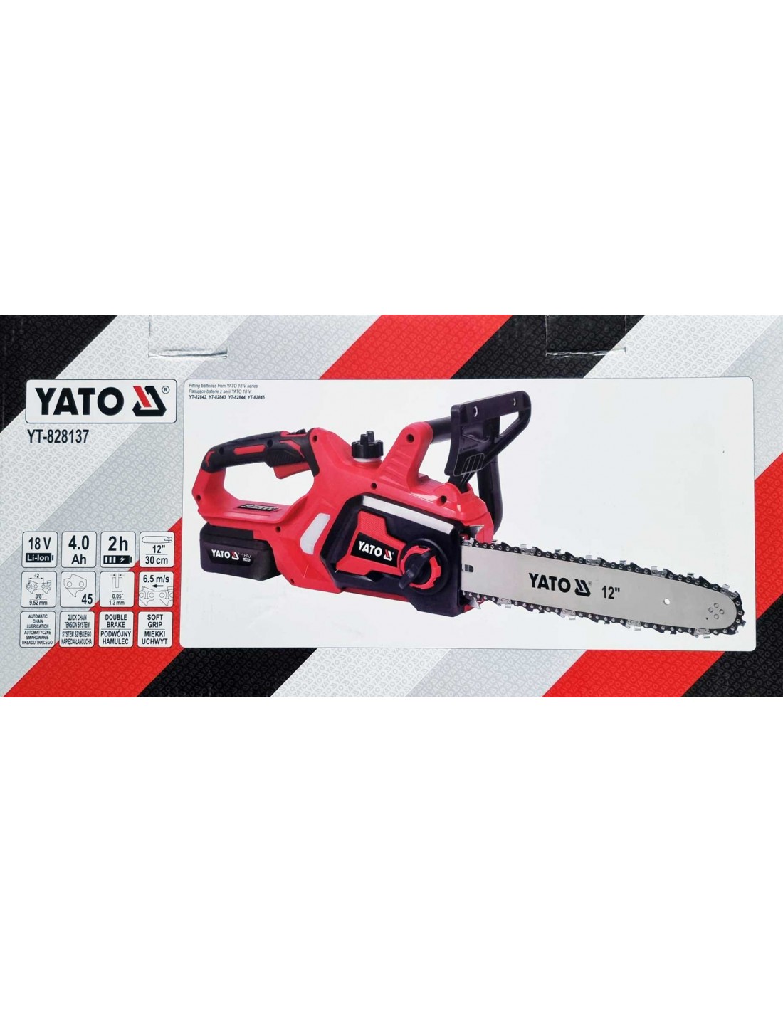 MOTOSIERRA INALÁMBRICA 18V 12" CON BATERÍA 4 AH Y CARGADOR YATO - Imagen 4