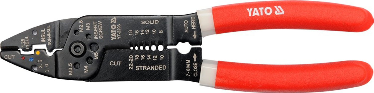 ALICATE PELACABLE Y PONCHADOR 6 EN 1 DE 215 MM YATO