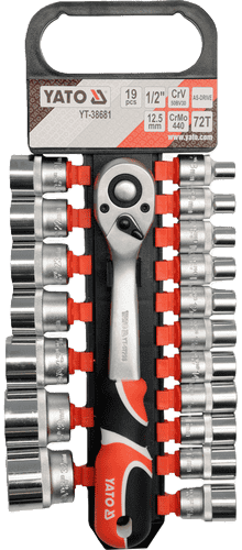 JUEGO DE COPAS HEXAGONALES 1/2" 19 PIEZAS CON RACHA YATO